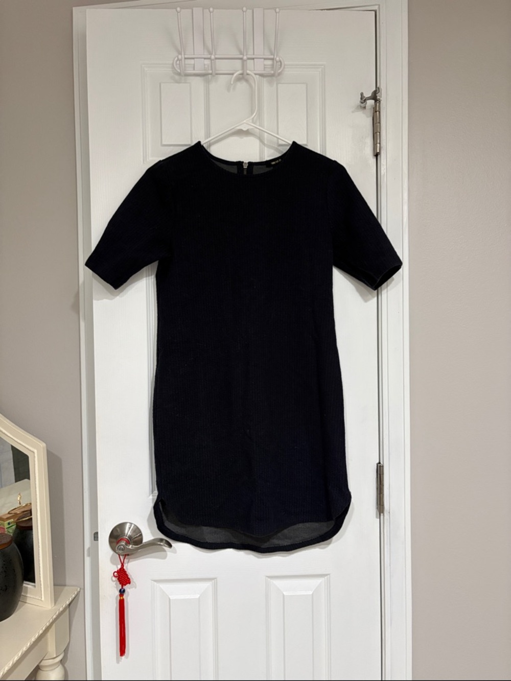 Black quilted shift dress
